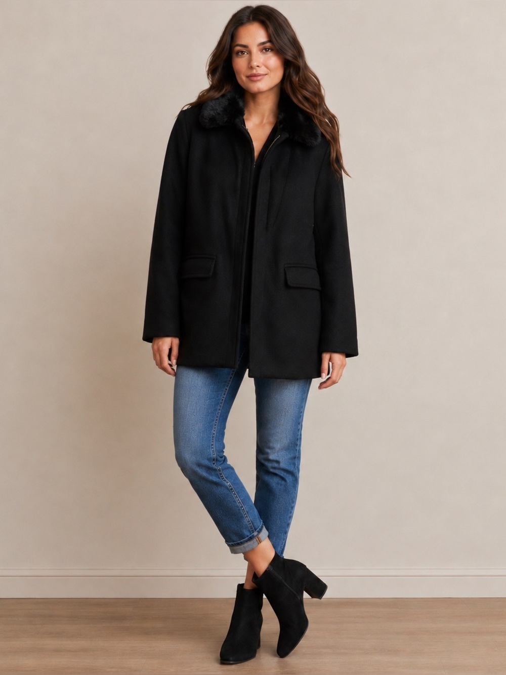 NY&CO black wool coat 6